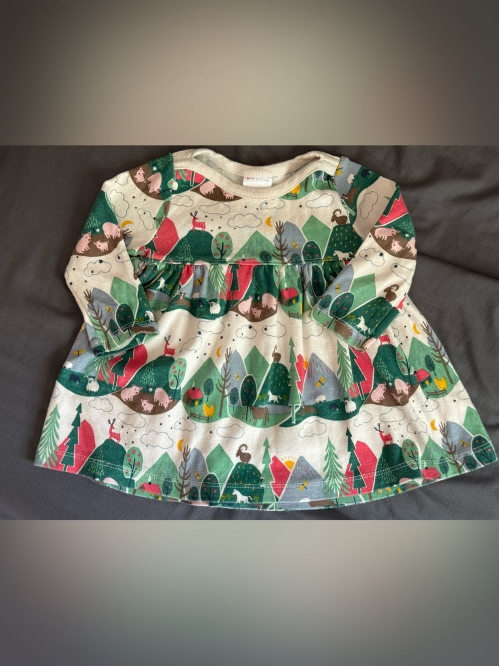 +Hanna Andersson Baby Girl Dress 3-6M Farm Forest Animal Print Organic Cotton